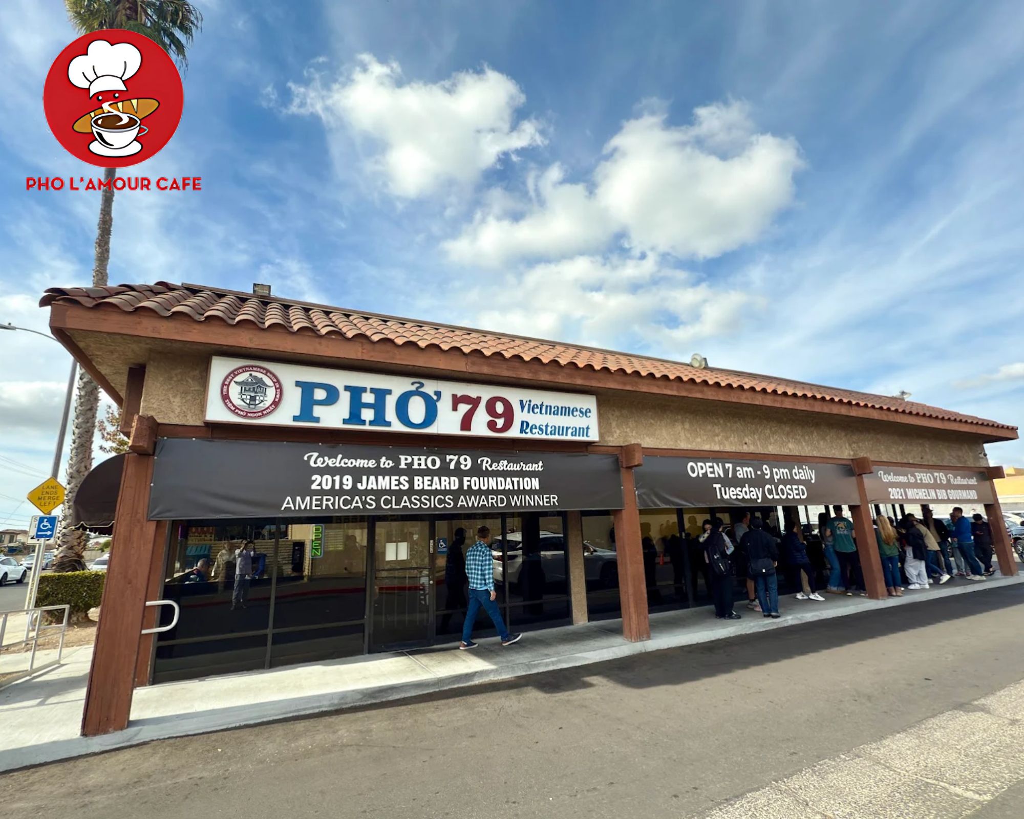 Pho 79 storefront displaying its culinary achievements, a must-visit hub for authentic Pho Well-done Brisket fans